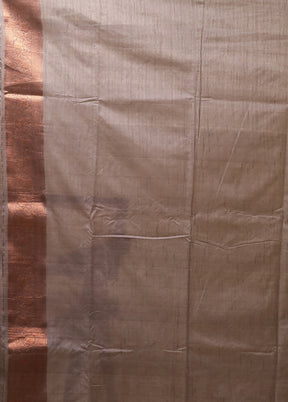 Grey Dupion Silk Saree With Blouse Piece
