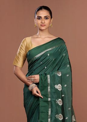 Green Kora Silk Saree With Blouse Piece