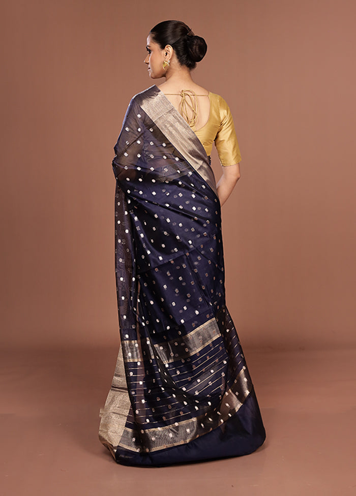 Blue Kora Silk Saree With Blouse Piece