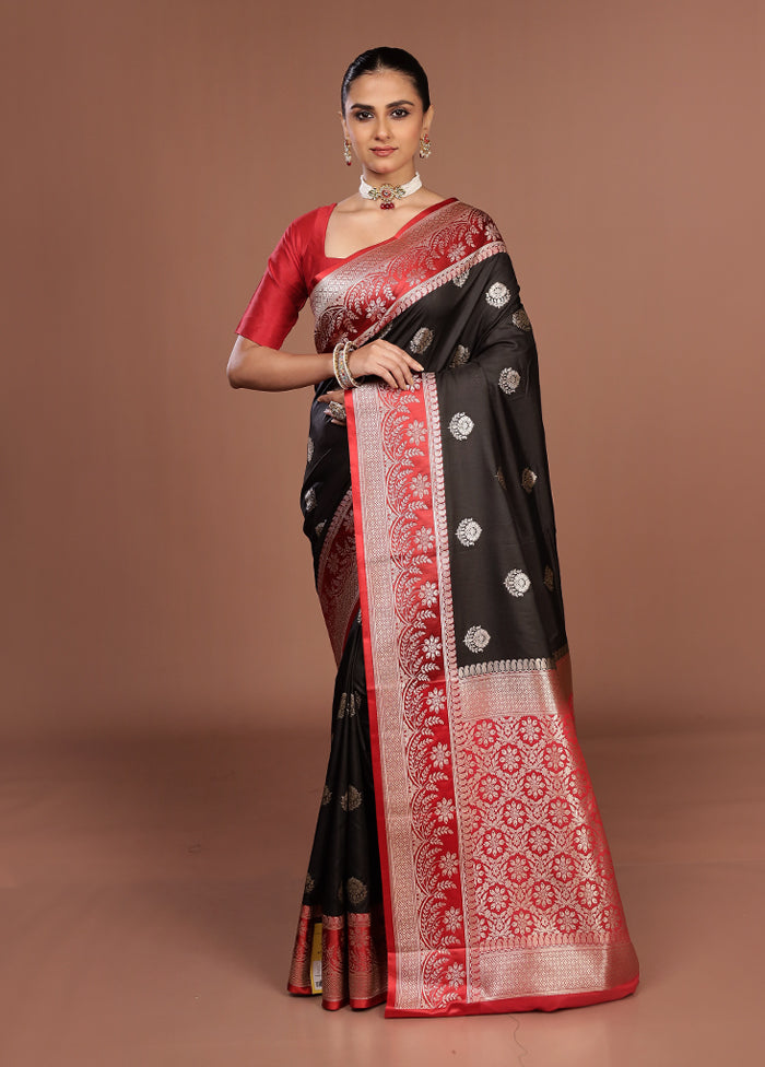 Black Katan Silk Saree With Blouse Piece