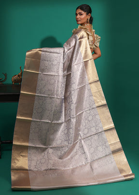 Grey Tissue Silk Saree With Blouse Piece