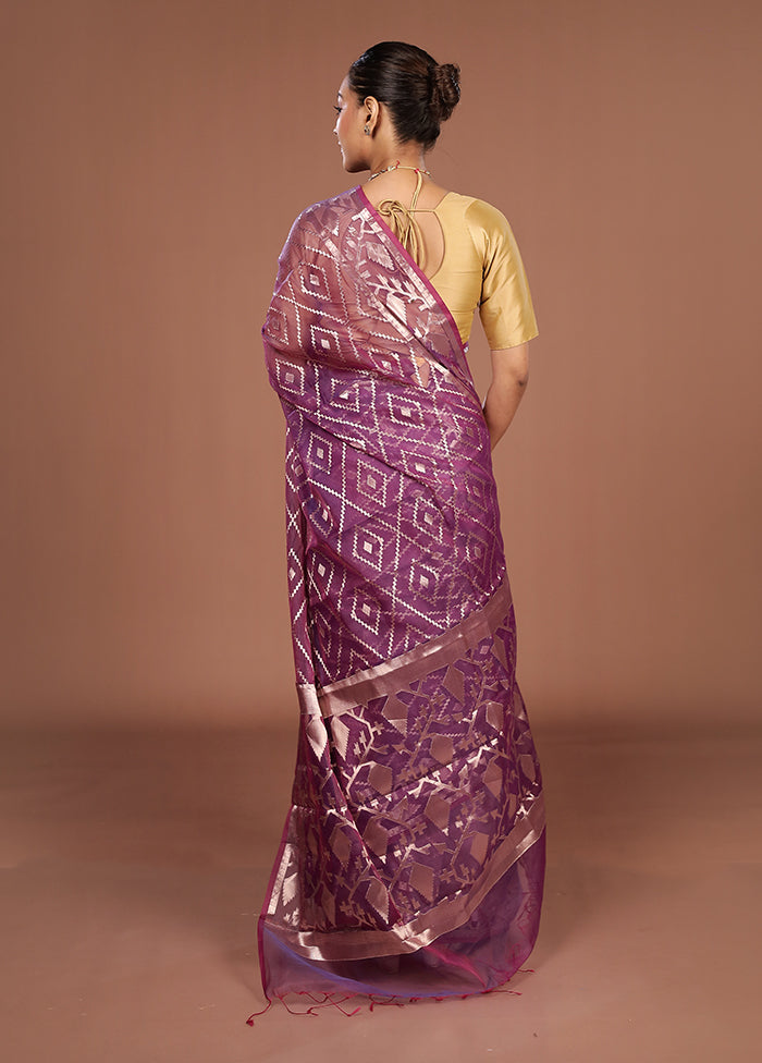 Purple Organza Saree With Blouse Piece