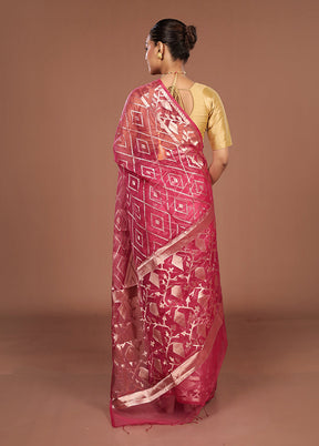 Pink Organza Saree With Blouse Piece