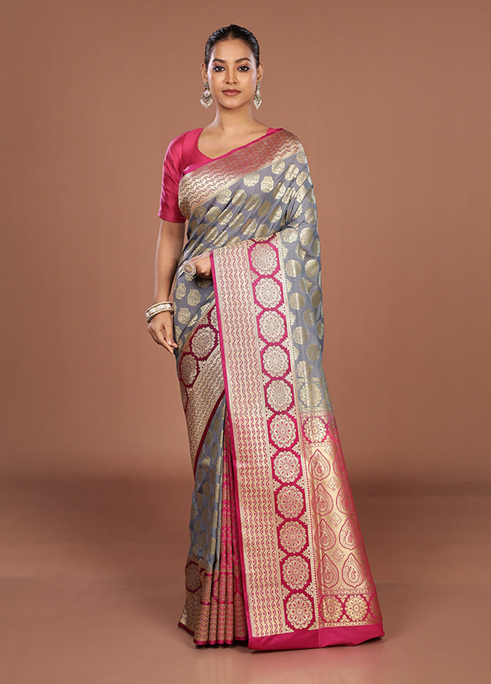 Blue Uppada Silk Saree With Blouse Piece