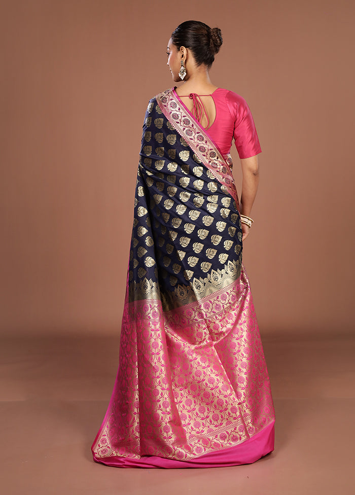 Blue Uppada Silk Saree With Blouse Piece