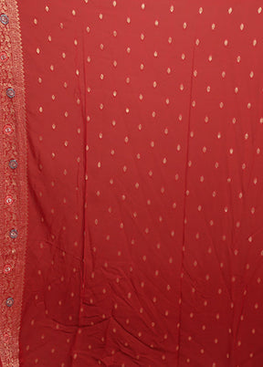 Red Georgette Saree With Blouse Piece