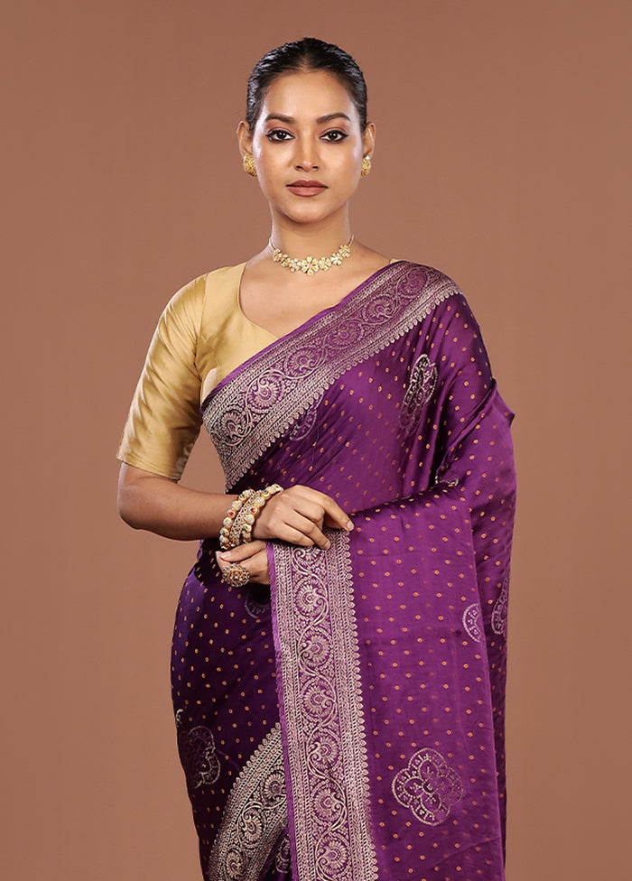 Purple Dupion Silk Saree With Blouse Piece