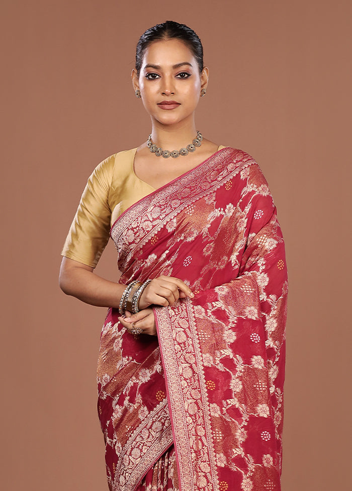 Pink Georgette Saree With Blouse Piece