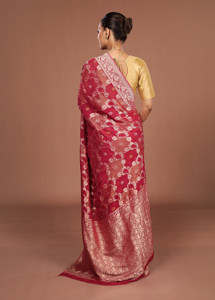 Pink Georgette Saree With Blouse Piece