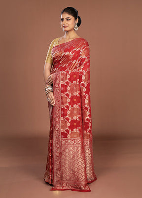 Red Georgette Saree With Blouse Piece