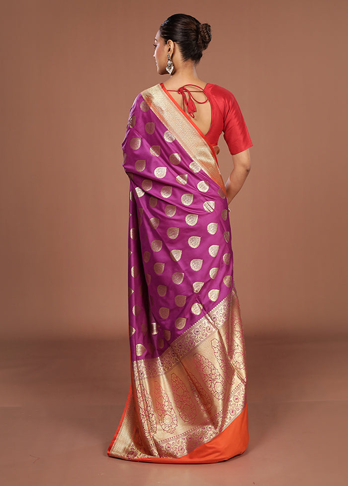 Purple Uppada Silk Saree With Blouse Piece