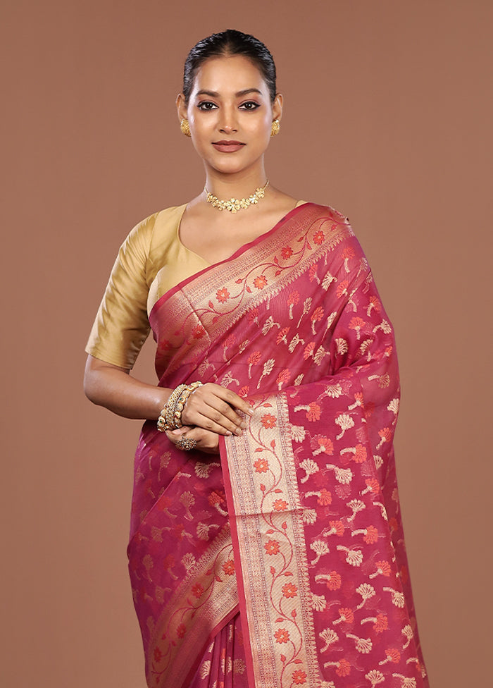 Purple Kora Silk Saree With Blouse Piece