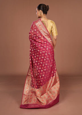 Purple Kora Silk Saree With Blouse Piece