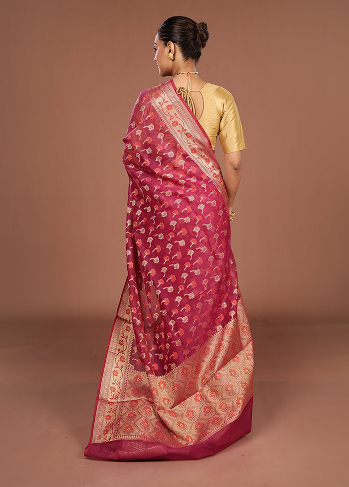 Purple Kora Silk Saree With Blouse Piece