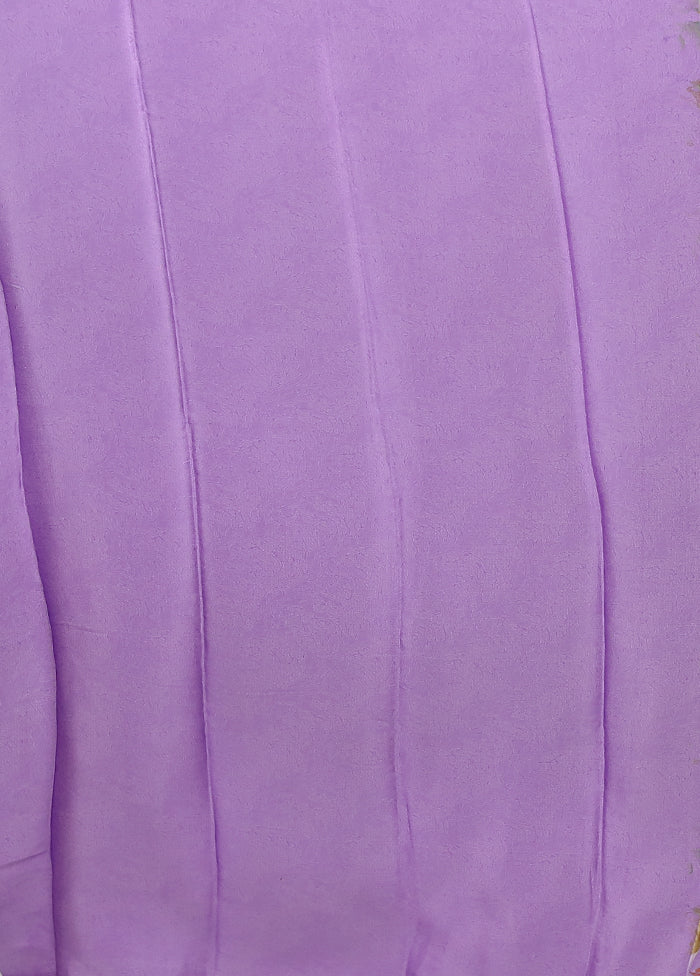 Purple Printed Silk Saree Without Blouse Piece