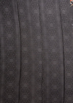 Black Printed Silk Saree Without Blouse Piece