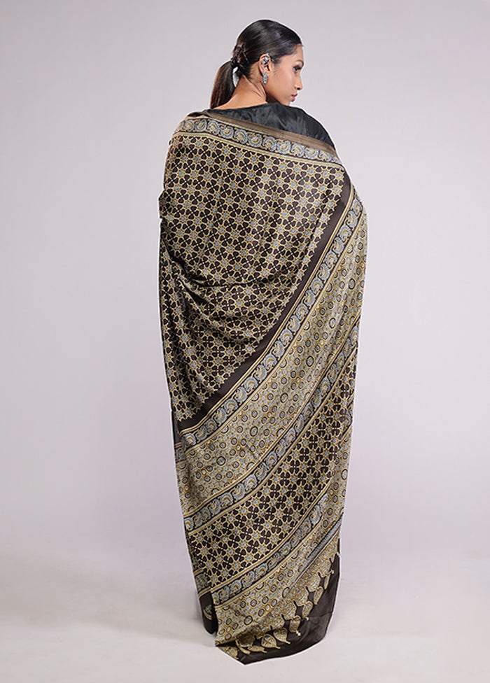 Brown Modal Silk Saree With Blouse Piece