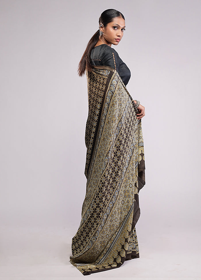 Brown Modal Silk Saree With Blouse Piece