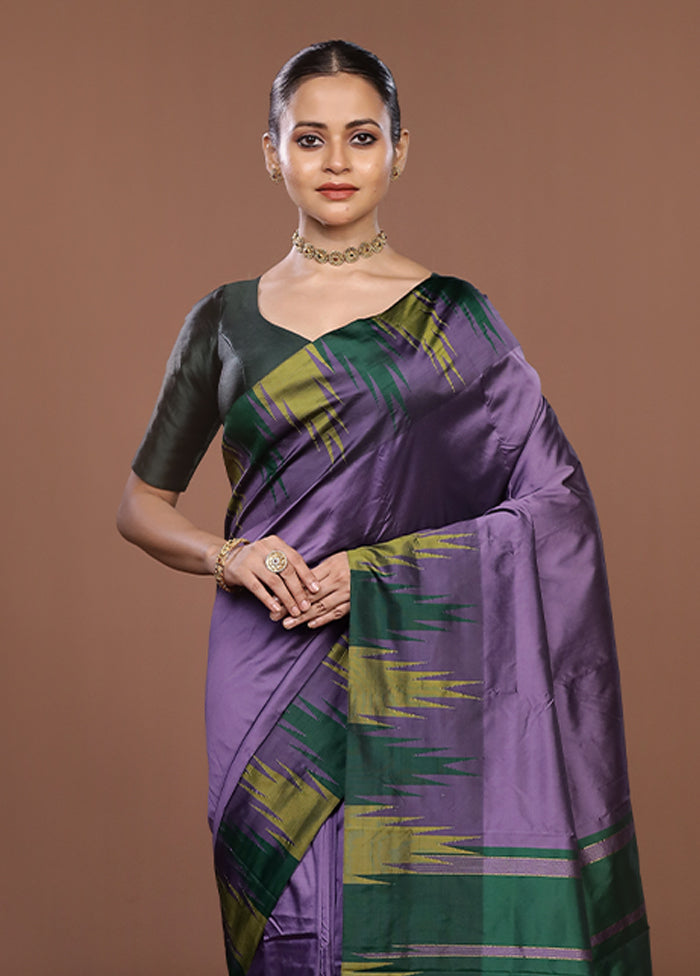 Purple Kanjivaram Silk Saree With Blouse Piece