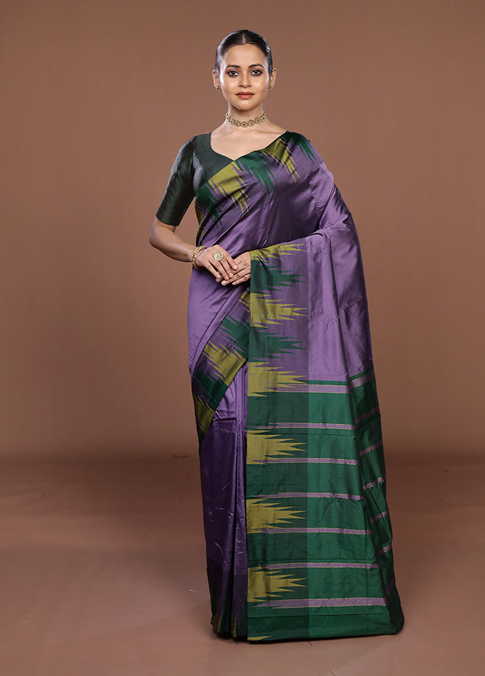 Purple Kanjivaram Silk Saree With Blouse Piece