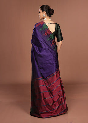 Purple Kanjivaram Silk Saree With Blouse Piece
