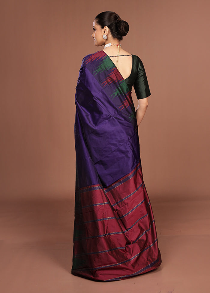 Purple Kanjivaram Silk Saree With Blouse Piece