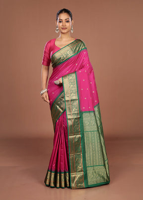 Purple Kanjivaram Silk Saree With Blouse Piece