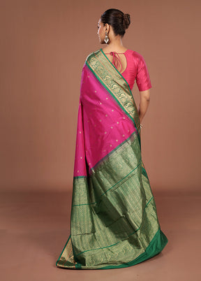 Purple Kanjivaram Silk Saree With Blouse Piece
