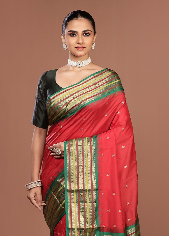 Pink Kanjivaram Silk Saree With Blouse Piece