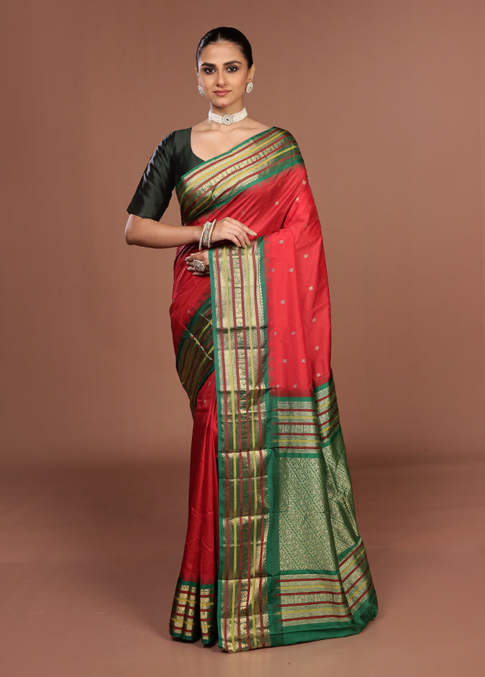 Pink Kanjivaram Silk Saree With Blouse Piece