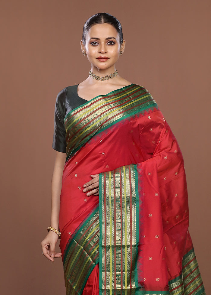 Pink Kanjivaram Silk Saree With Blouse Piece
