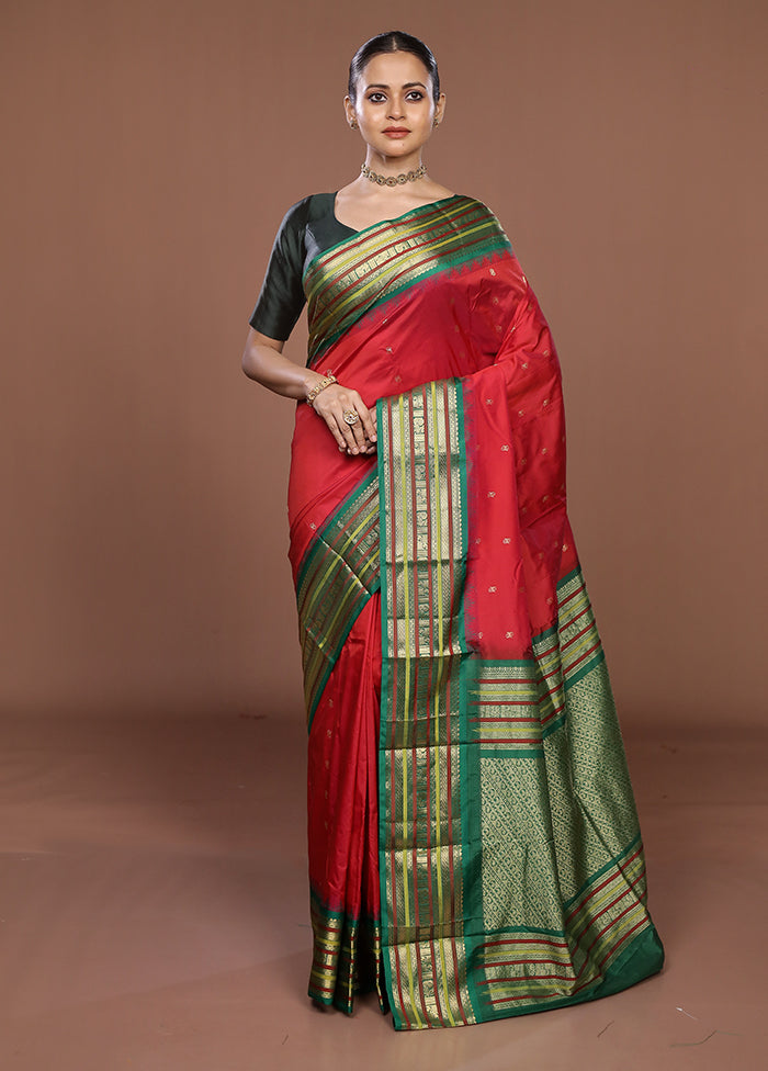 Pink Kanjivaram Silk Saree With Blouse Piece