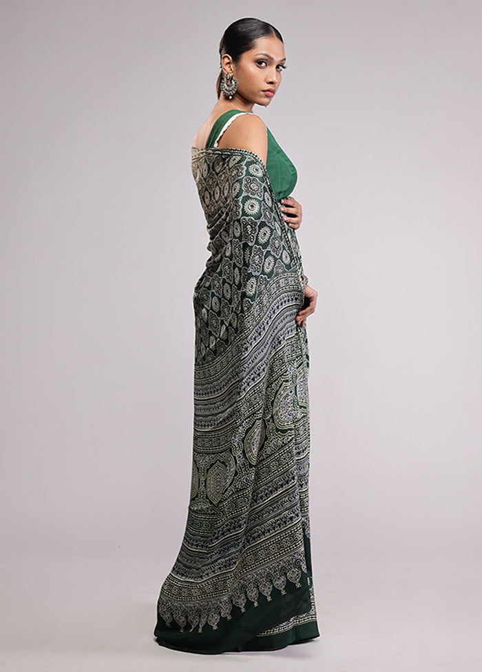 Green Modal Silk Saree With Blouse Piece