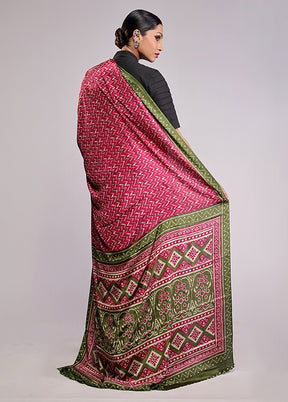 Pink Printed Silk Saree Without Blouse Piece
