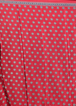 Blue Printed Silk Saree Without Blouse Piece