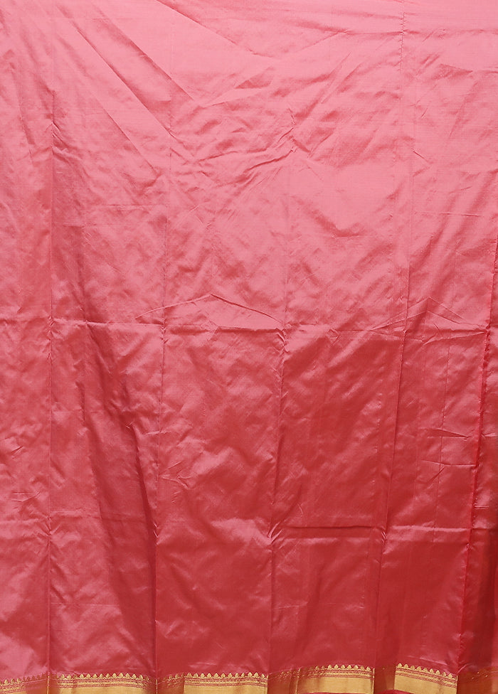 Pink Kanjivaram Silk Saree With Blouse Piece