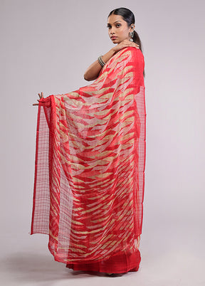 Red Chiffon Silk Saree With Blouse Piece