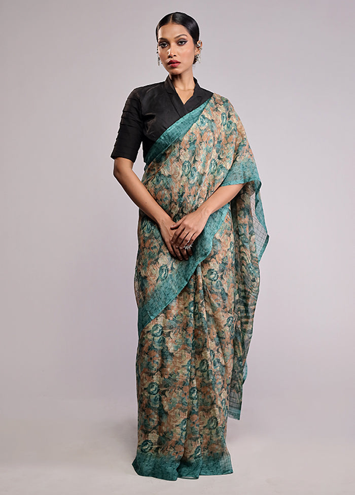 Blue Chiffon Silk Saree With Blouse Piece