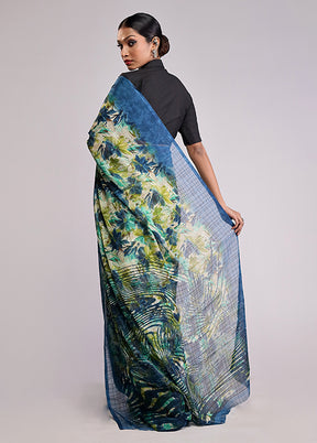 Green Chiffon Silk Saree With Blouse Piece