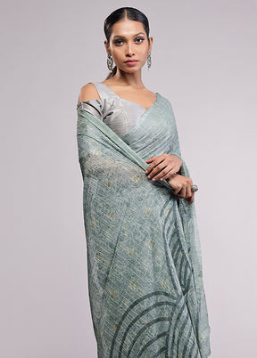 Green Chiffon Silk Saree With Blouse Piece