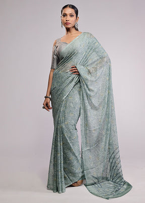 Green Chiffon Silk Saree With Blouse Piece