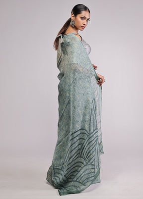 Green Chiffon Silk Saree With Blouse Piece