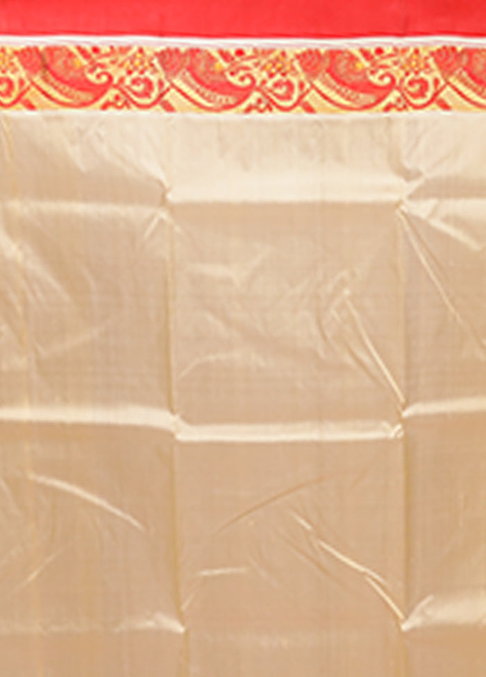 White Garad Pure Silk Saree Without Blouse Piece