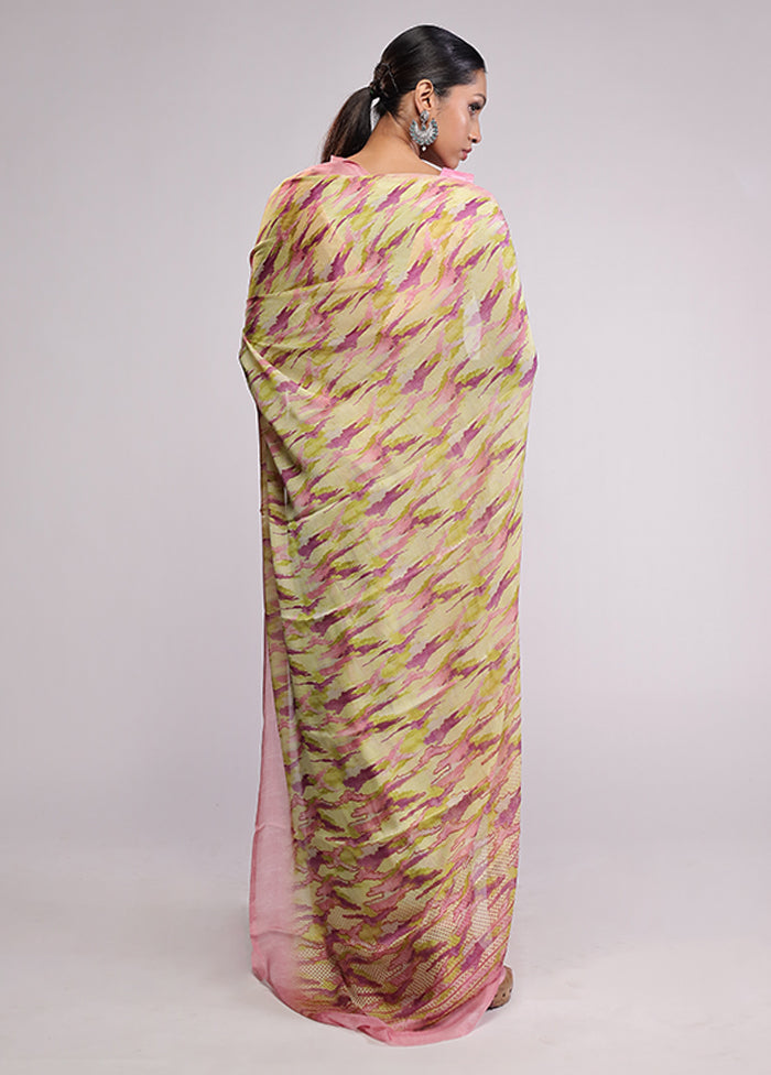 Green Chiffon Silk Saree With Blouse Piece