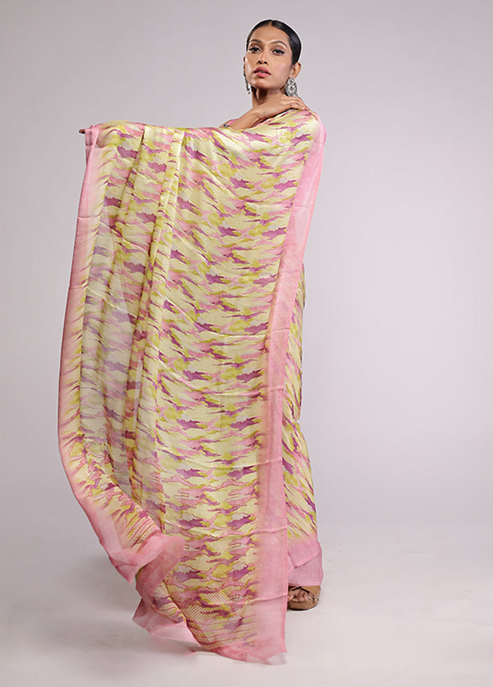 Green Chiffon Silk Saree With Blouse Piece