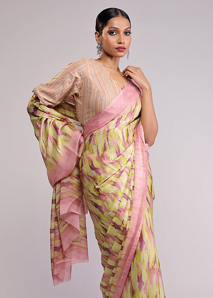 Green Chiffon Silk Saree With Blouse Piece