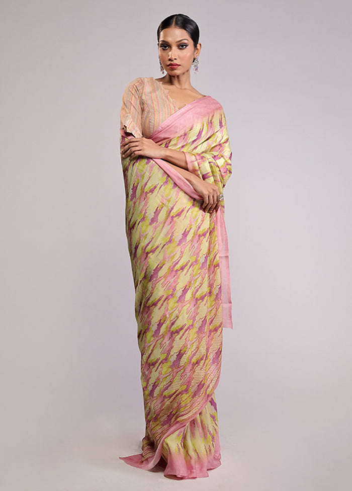 Green Chiffon Silk Saree With Blouse Piece