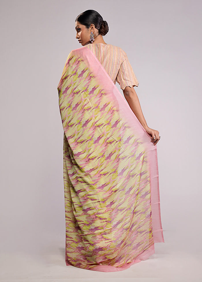 Green Chiffon Silk Saree With Blouse Piece