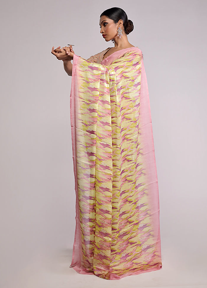 Green Chiffon Silk Saree With Blouse Piece