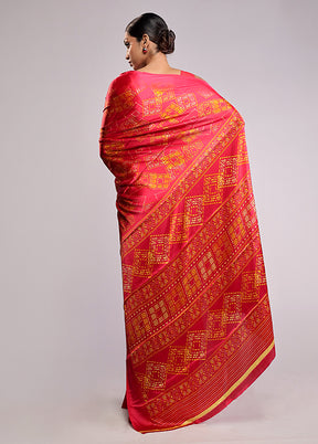 Pink Printed Silk Saree Without Blouse Piece